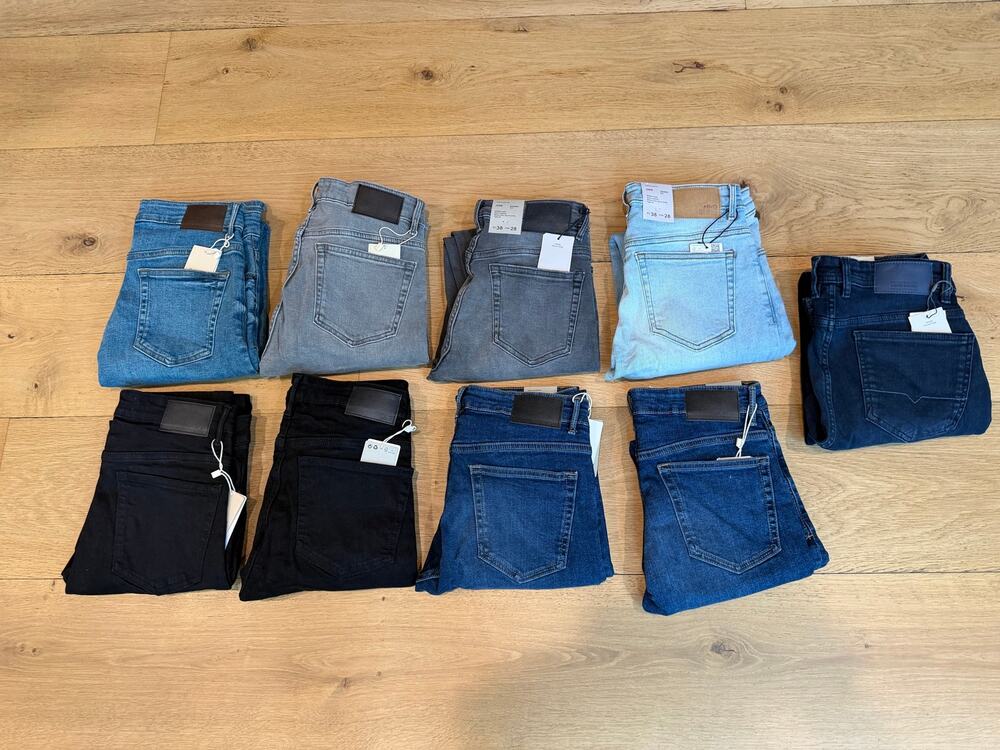 9 BRAND NEW Pairs of Mango Men's Skinny Fit Jeans, Size 38 EUR (28 US), Bundle